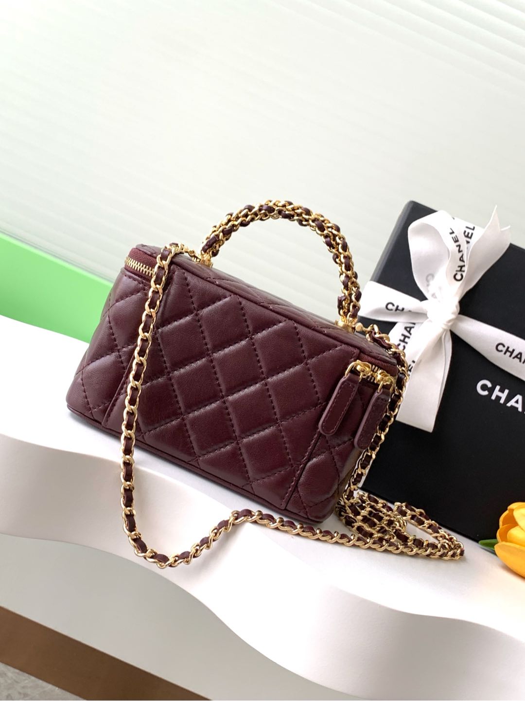 CC Vanity Case 17cm Burgundy Leather Gold Hardware 238499 mysite