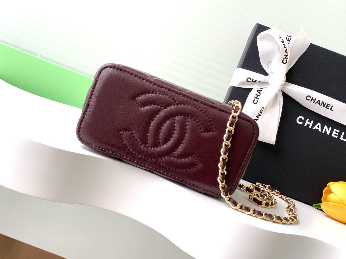 CC Vanity Case 17cm Burgundy Leather Gold Hardware 238499 mysite