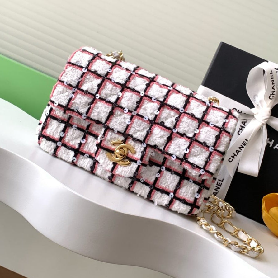 CC 25C Pink White Black Tweed Gold Hardware mysite