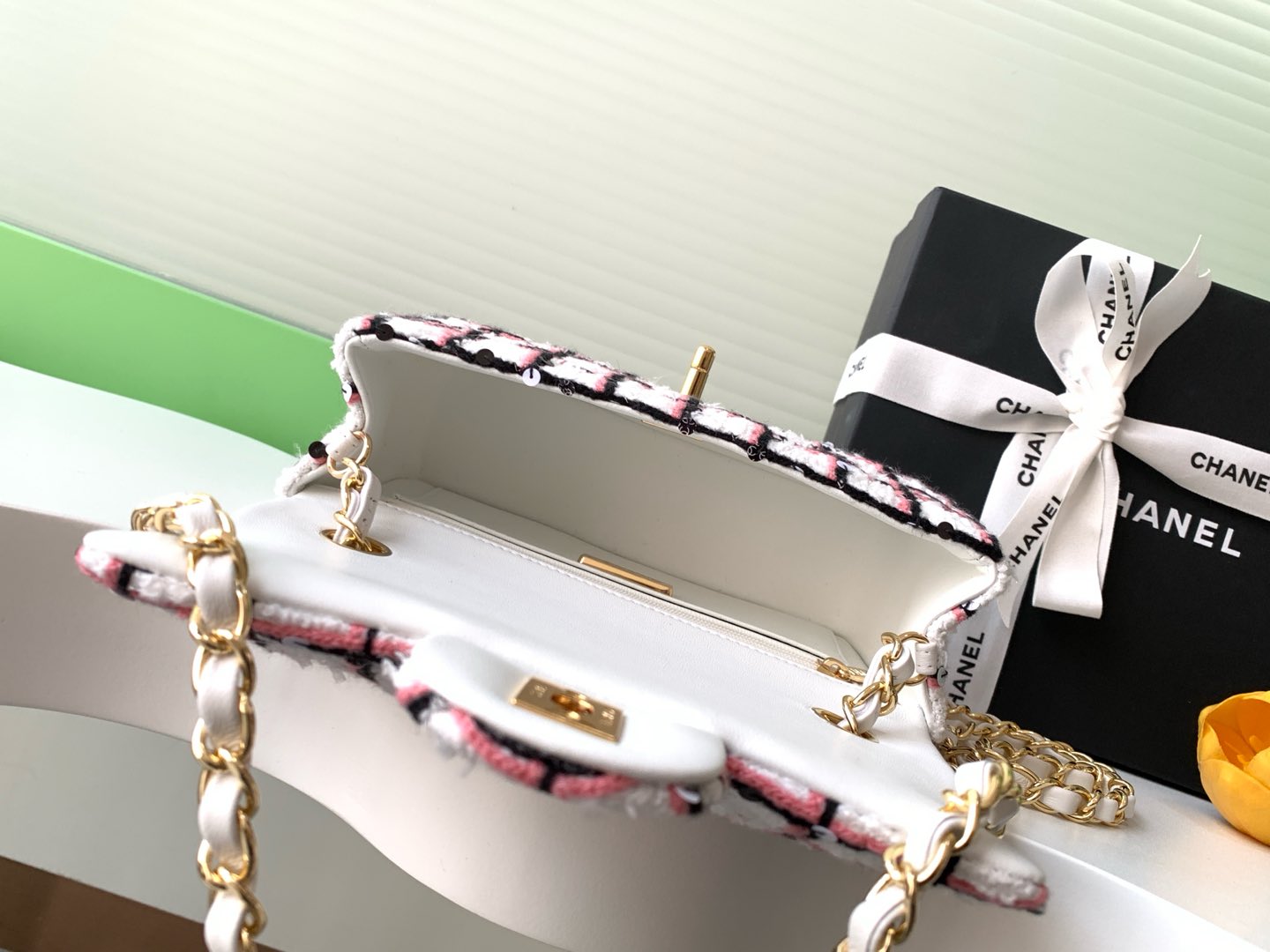 CC 25C Pink White Black Tweed Gold Hardware mysite