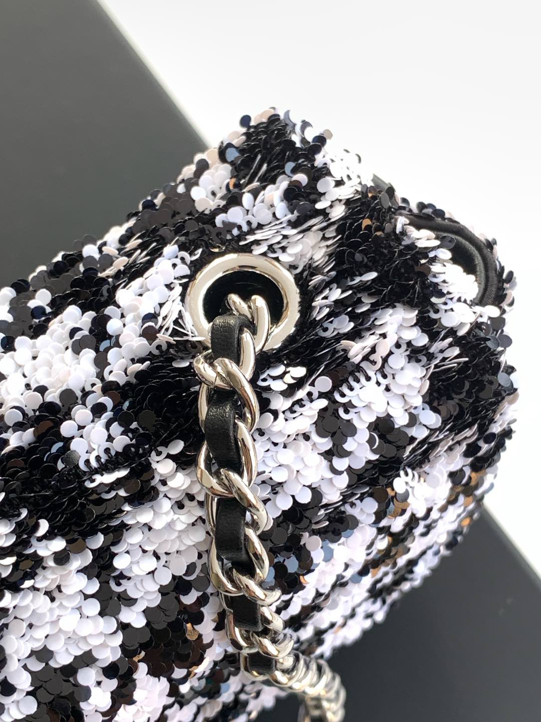 CC 25C White Black Sequin Silver Hardware mysite