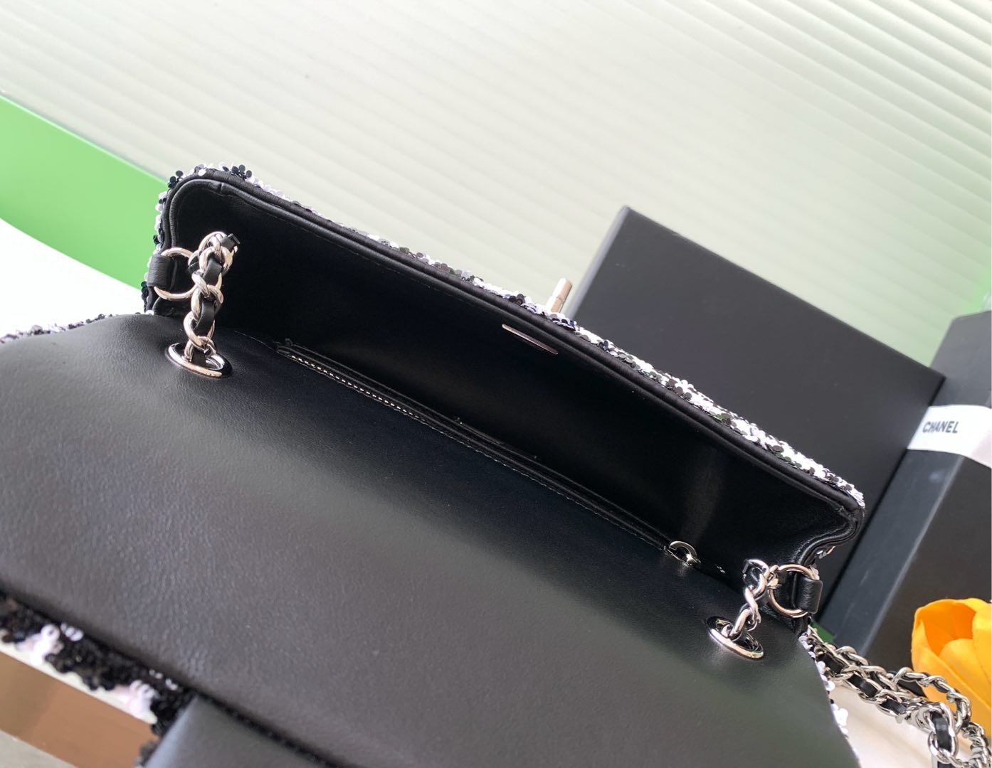 CC 25C White Black Sequin Silver Hardware mysite