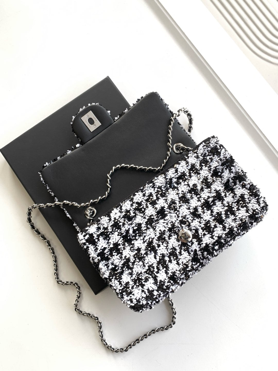 CC 25C White Black Sequin Silver Hardware mysite