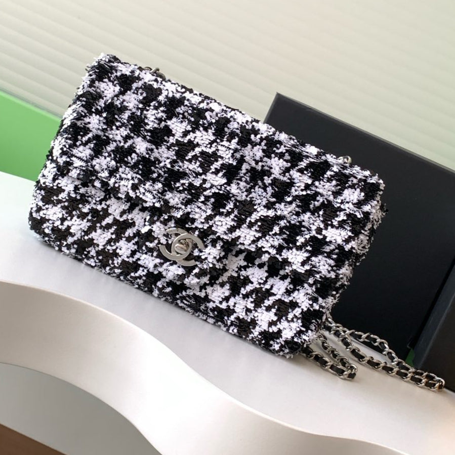 CC 25C White Black Sequin Silver Hardware mysite