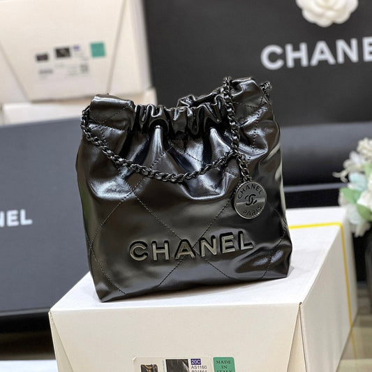 cc22 mini hobo bag 20cm all black lambskin mysite