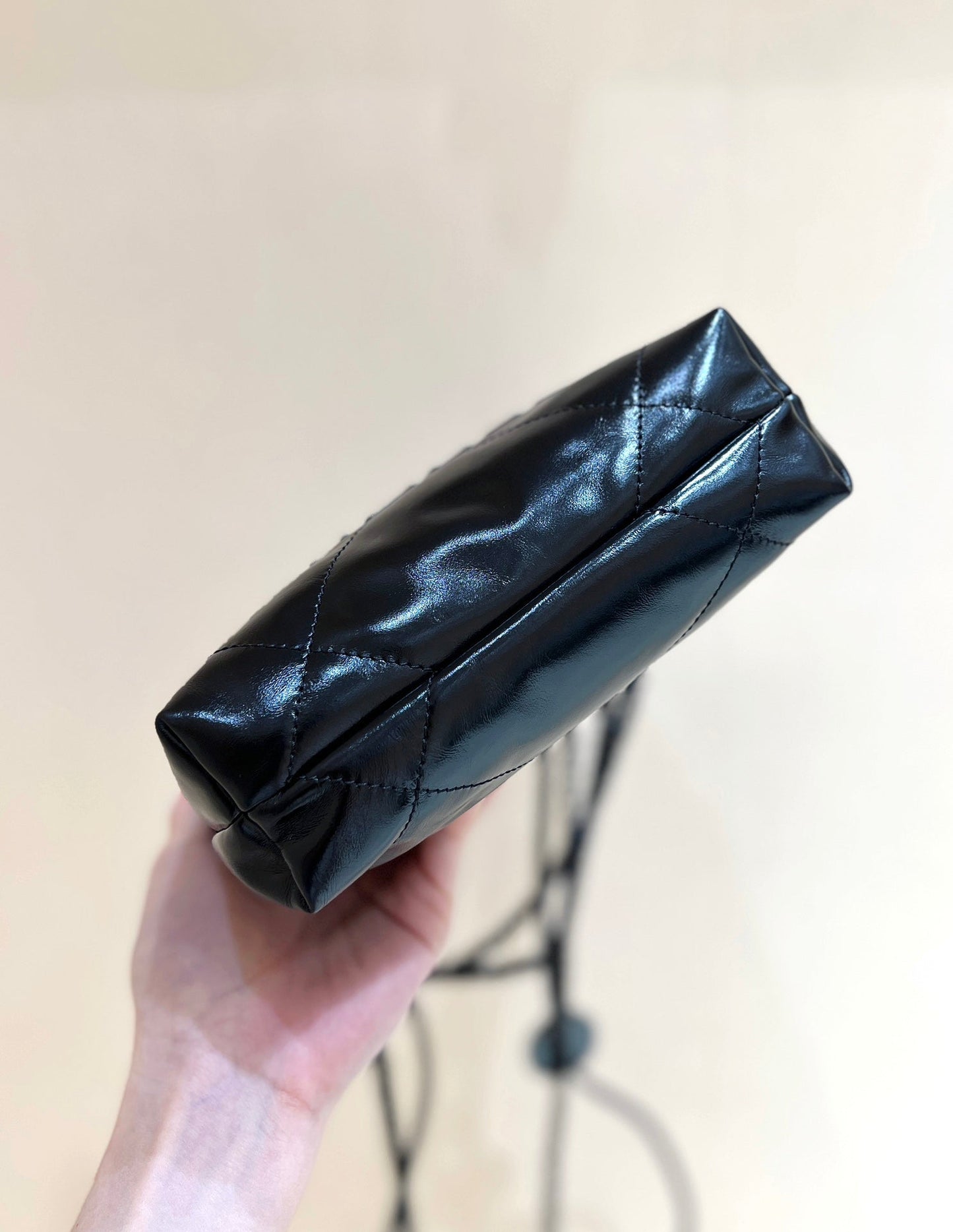 cc22 mini hobo bag 20cm all black lambskin mysite