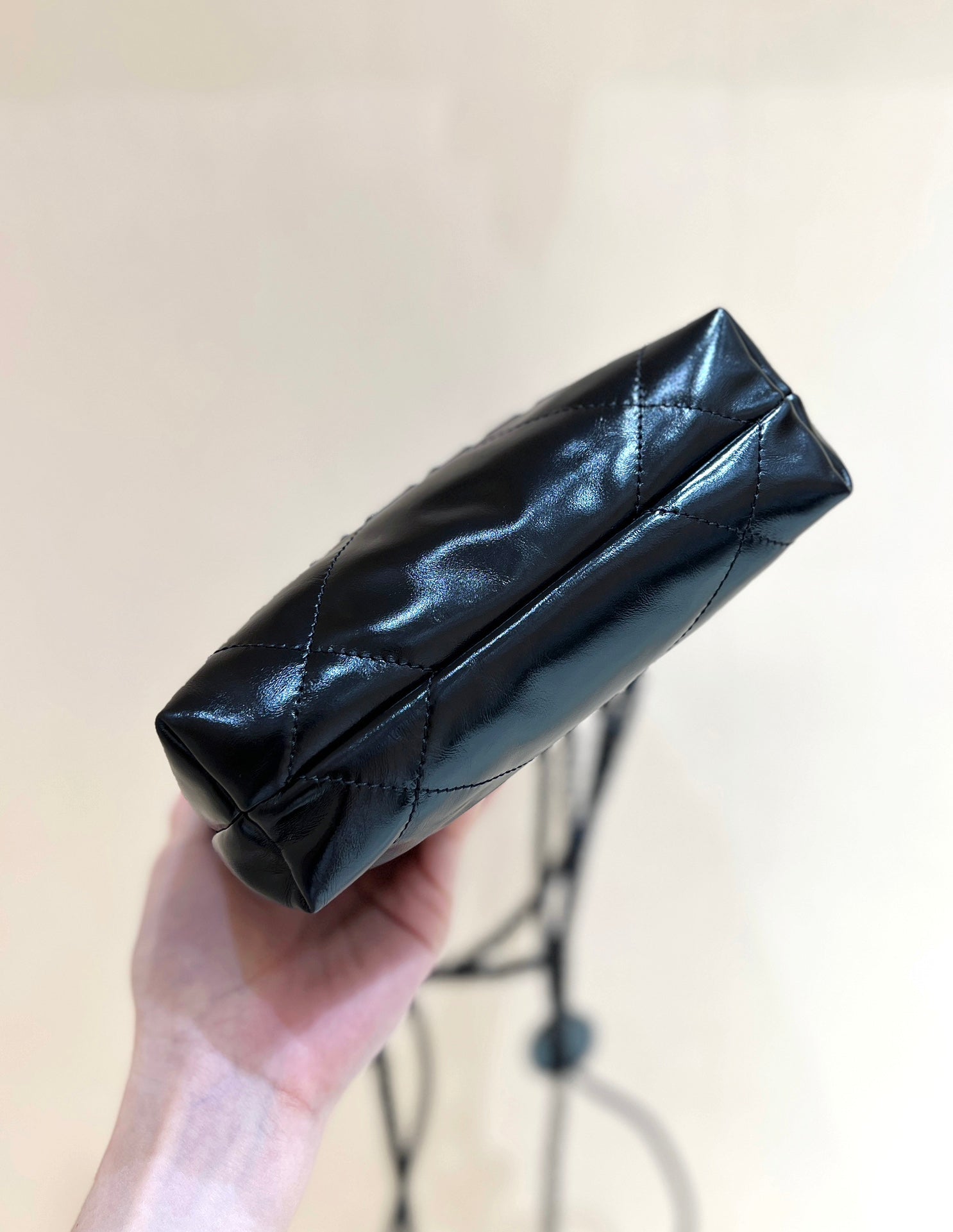 cc22 mini hobo bag 20cm all black lambskin mysite