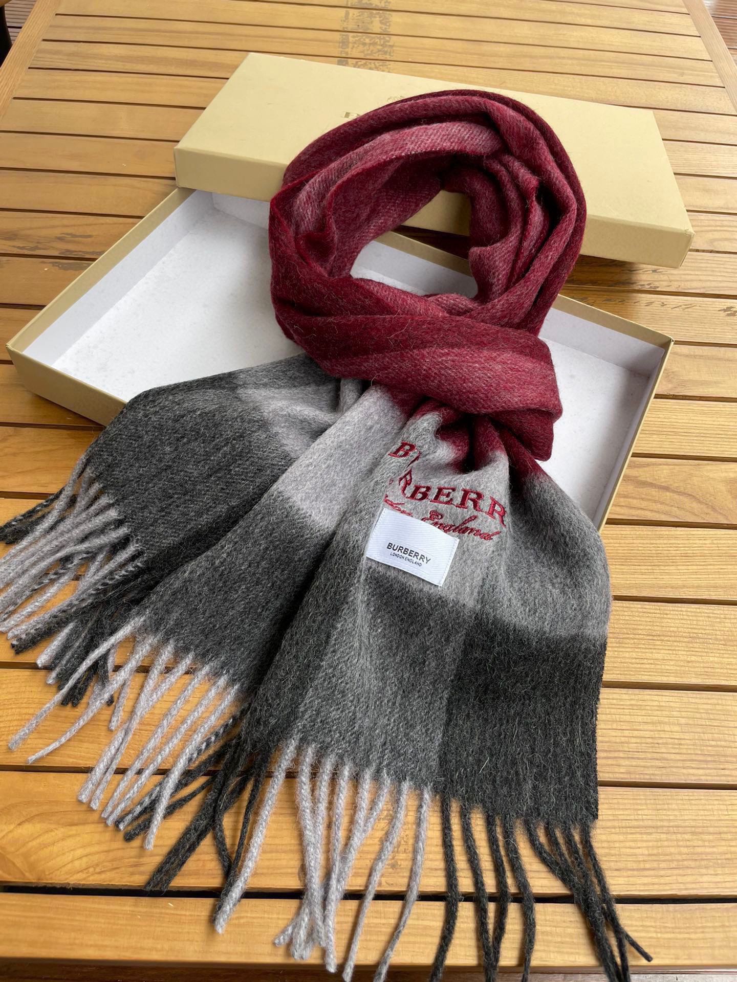 SCARF 180 CM IN CURRANT RED MIX BLACK CASHMERE 394743 mysite