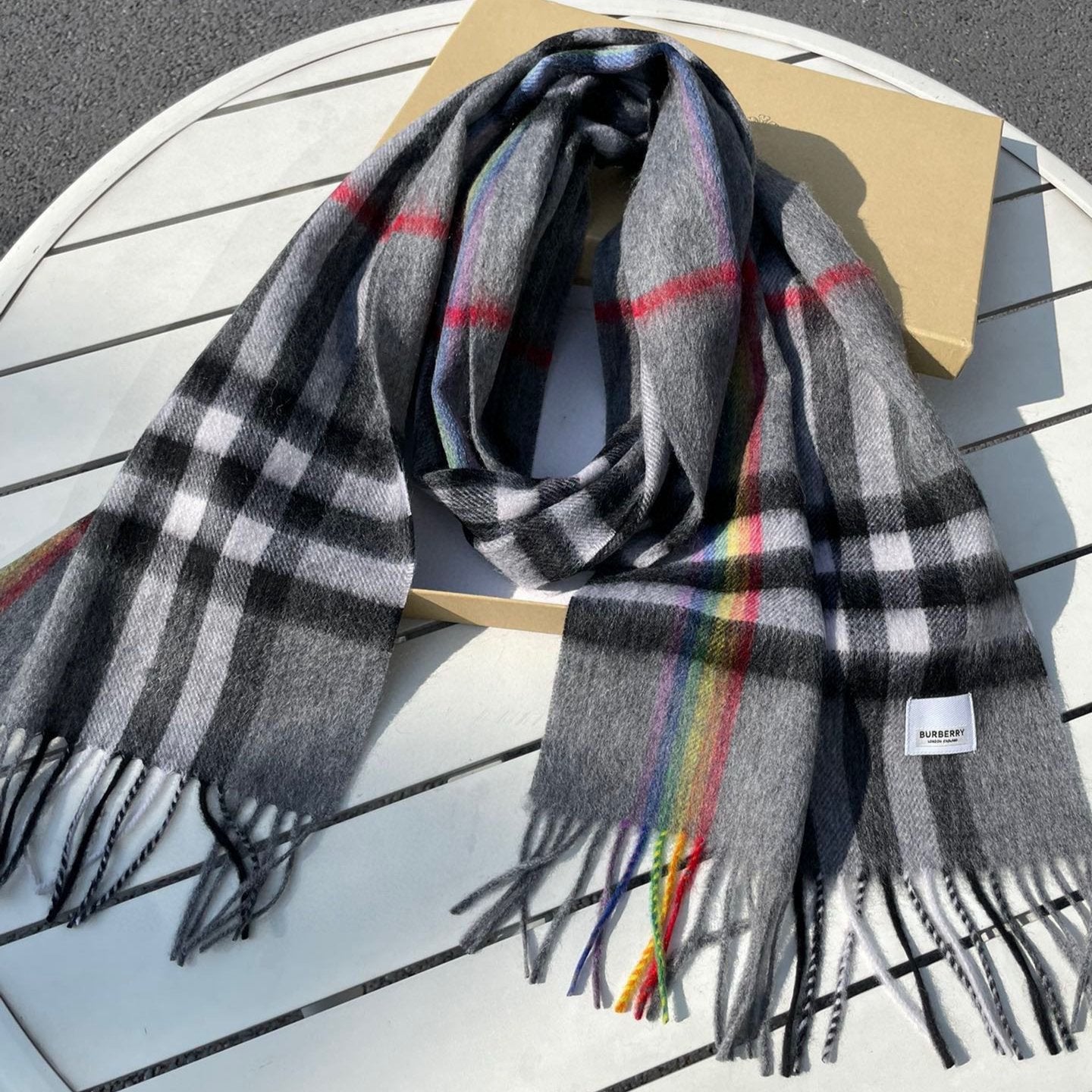 CHECK SCARF 200 CM IN GRAY GRAPHITE MIX BLACK 394752 mysite
