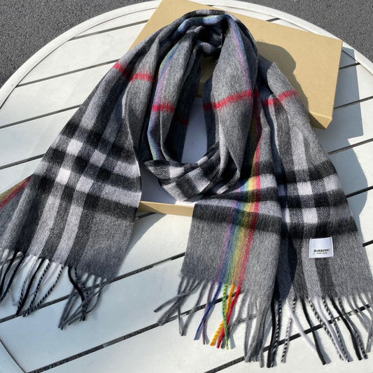 CHECK SCARF 200 CM IN GRAY GRAPHITE MIX BLACK 394752 mysite