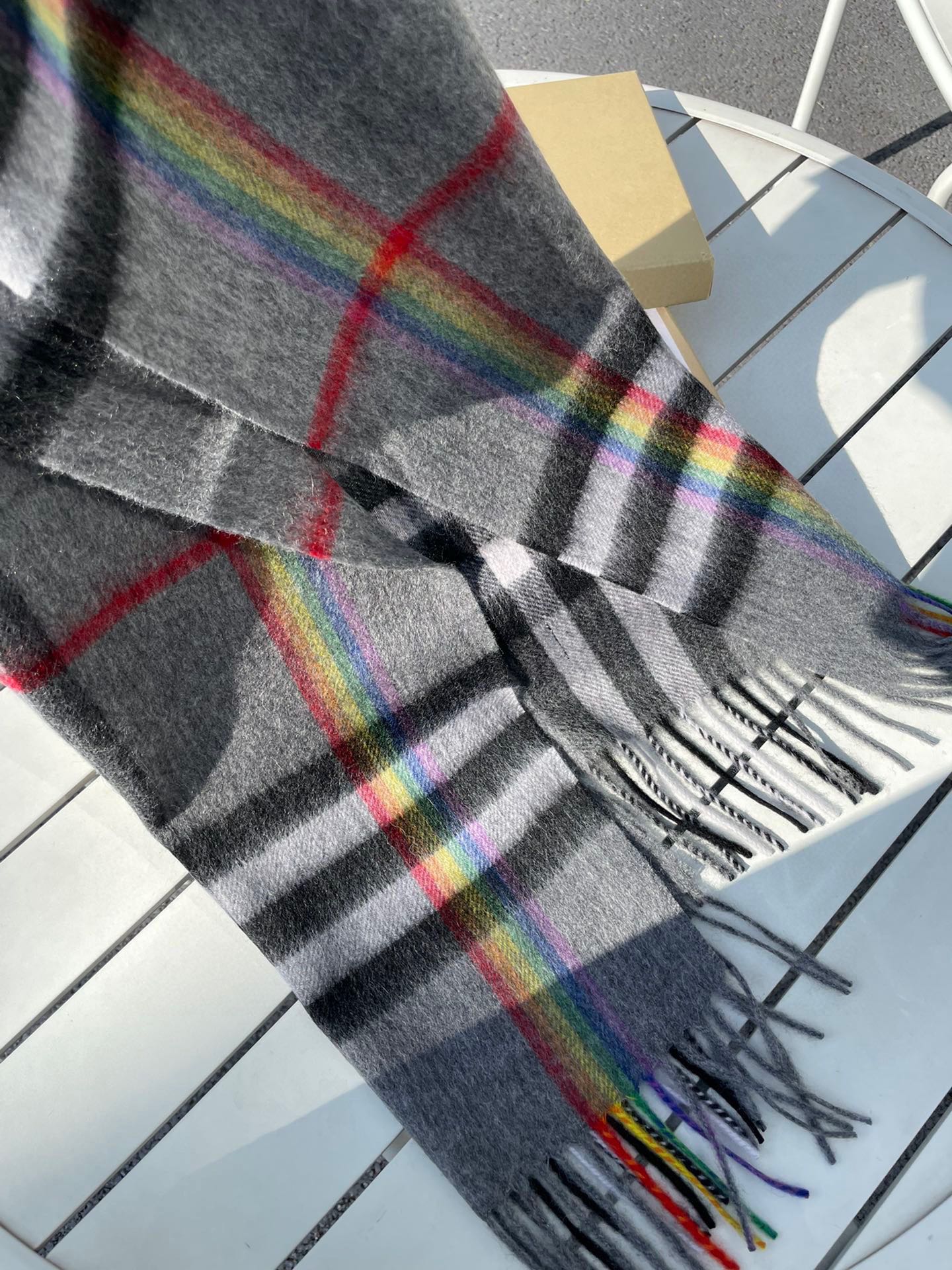 CHECK SCARF 200 CM IN GRAY GRAPHITE MIX BLACK 394752 mysite