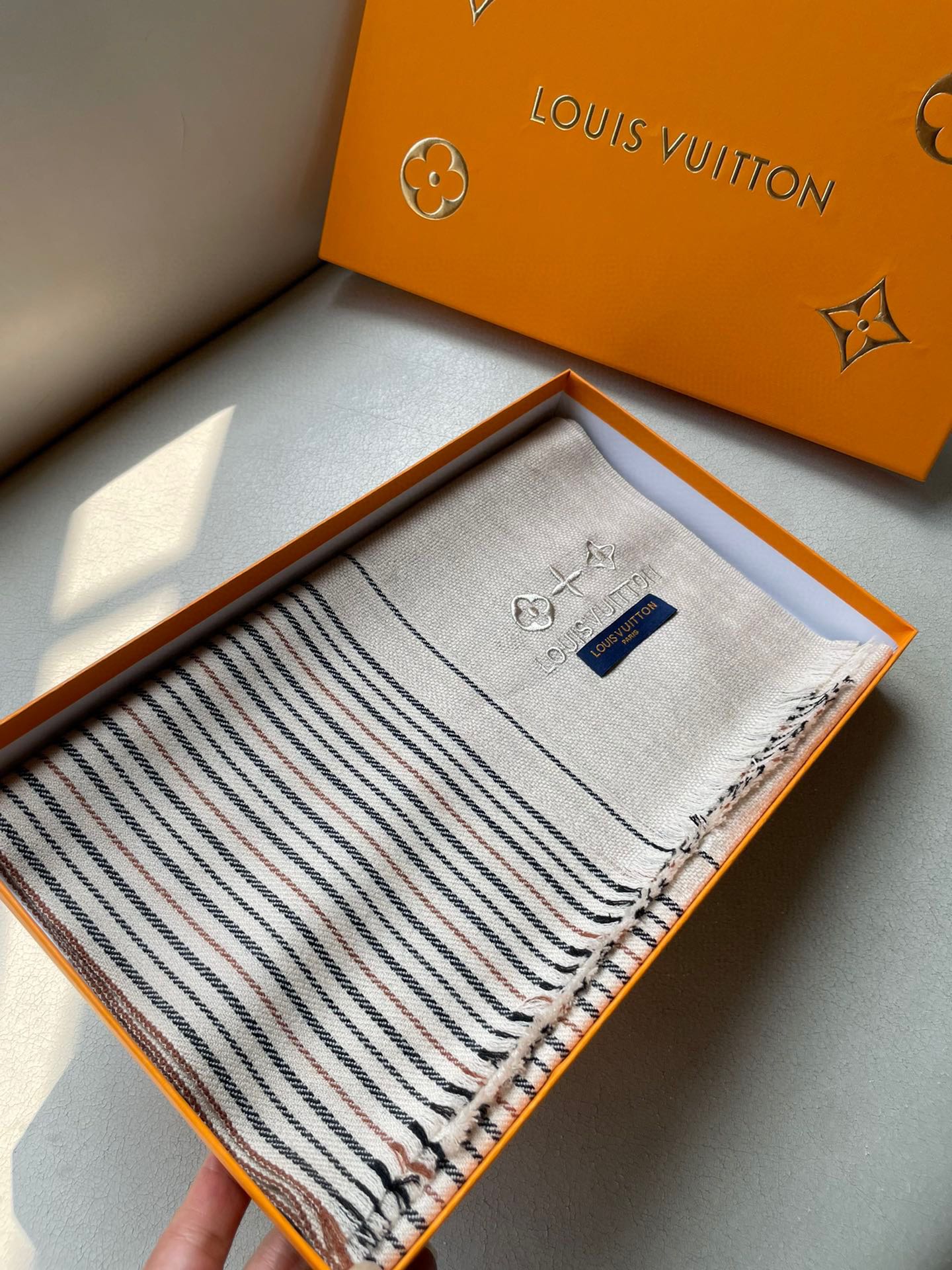 SCARF 180 CM IN KHAKI BROWN CASHMERE 399956 mysite