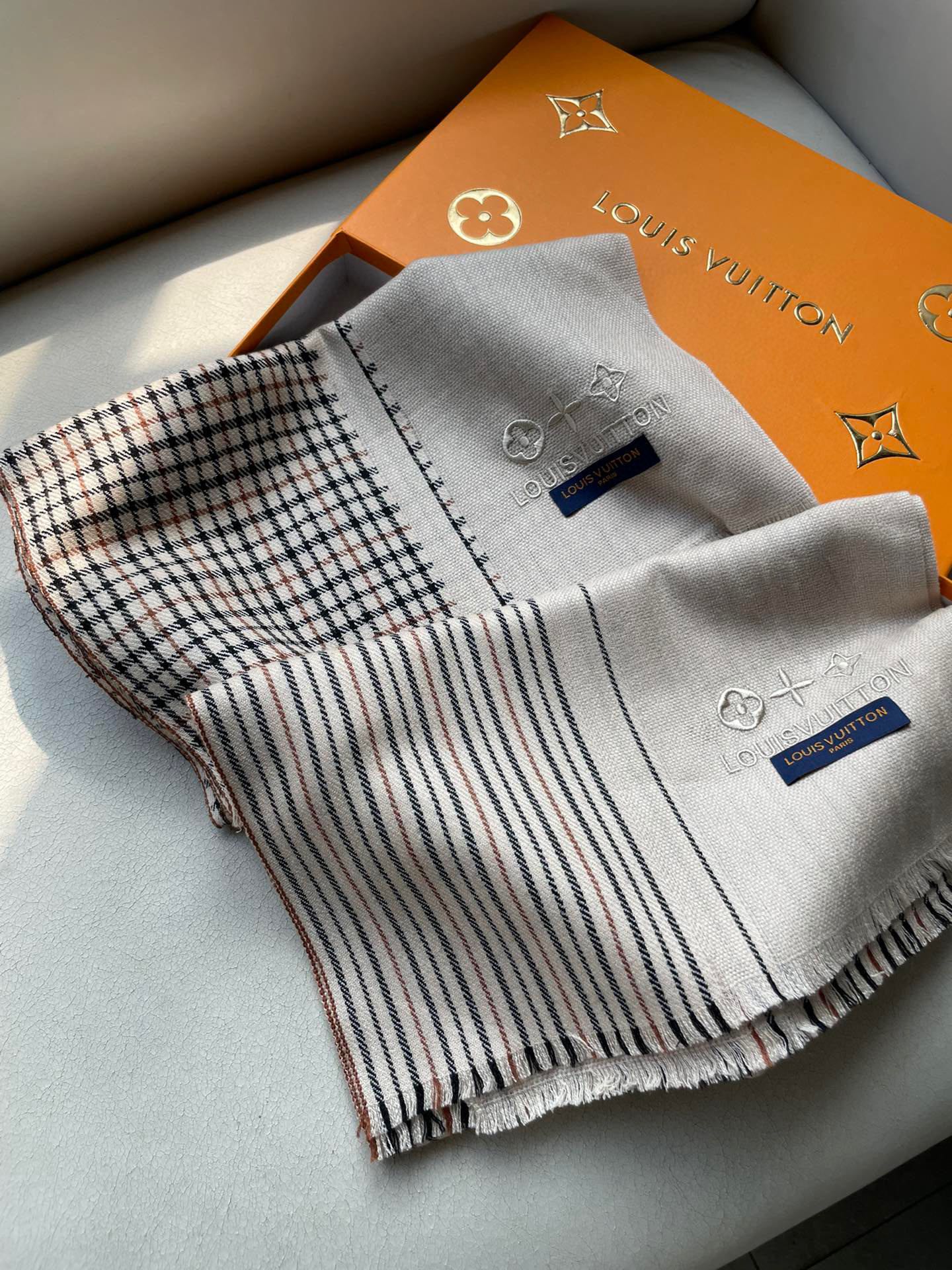 SCARF 180 CM IN KHAKI BROWN CASHMERE 399956 mysite