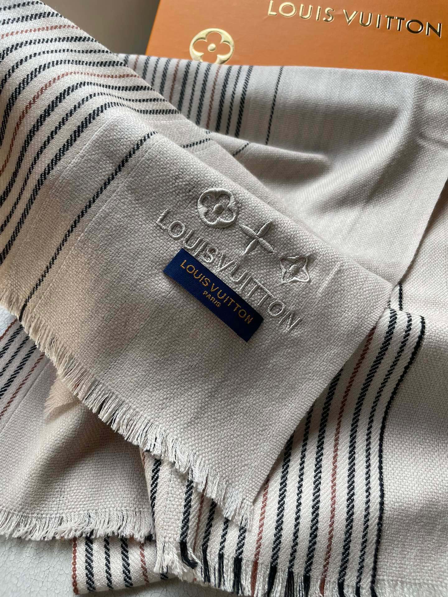 SCARF 180 CM IN KHAKI BROWN CASHMERE 399956 mysite