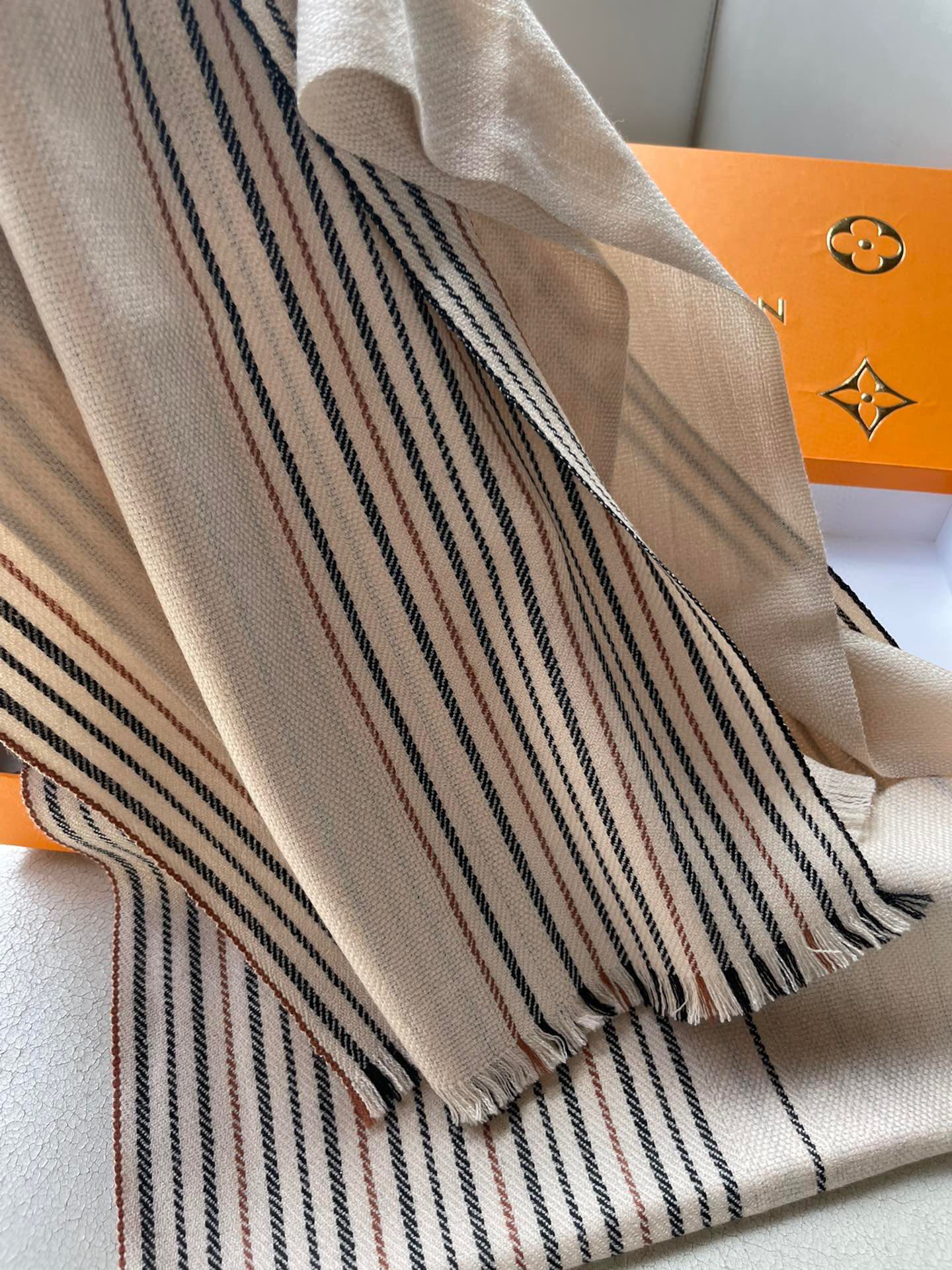 SCARF 180 CM IN KHAKI BROWN CASHMERE 399956 mysite