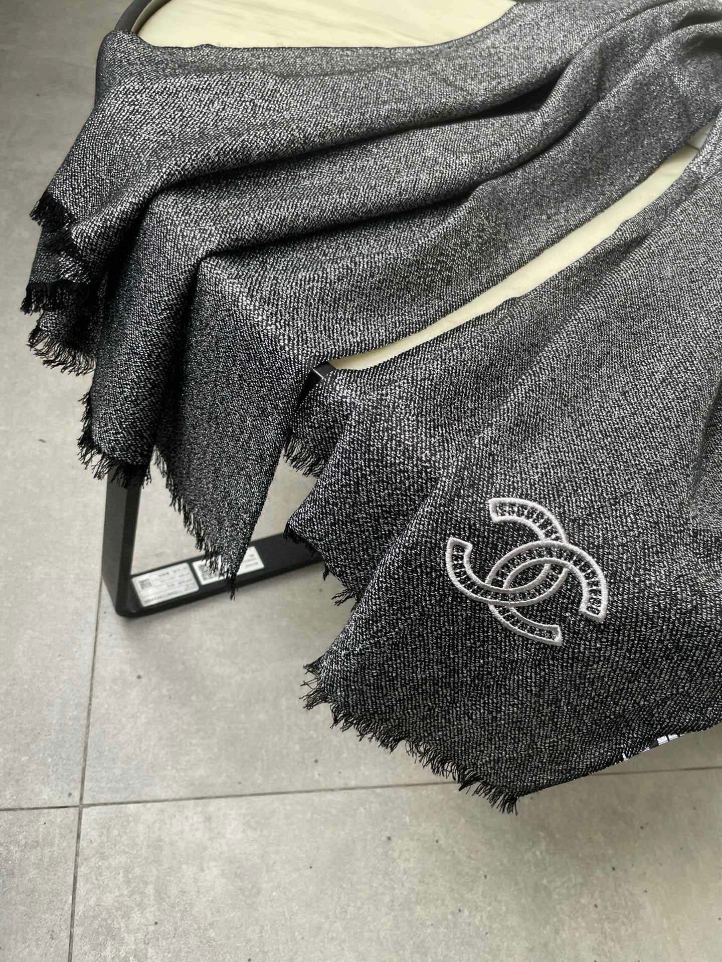 SCARF 210 CM IN BLACK CASHMERE  402208 mysite