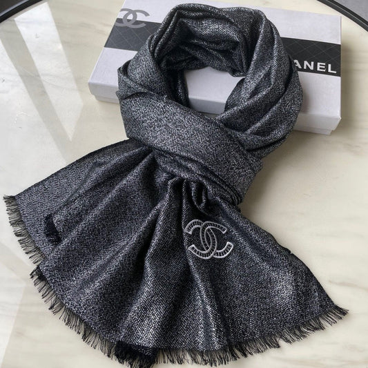 SCARF 210 CM IN BLACK CASHMERE  402208 mysite