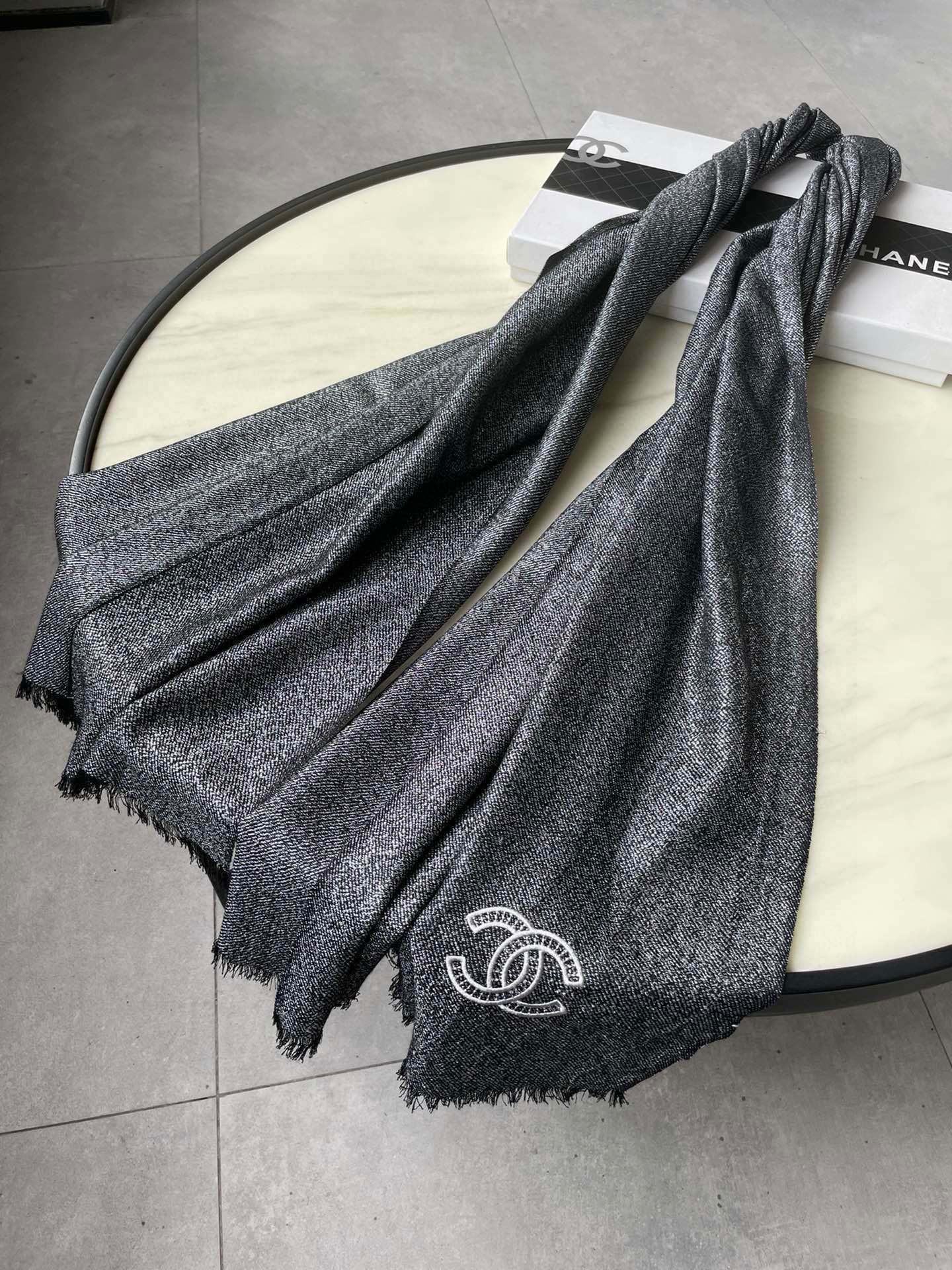 SCARF 210 CM IN BLACK CASHMERE  402208 mysite