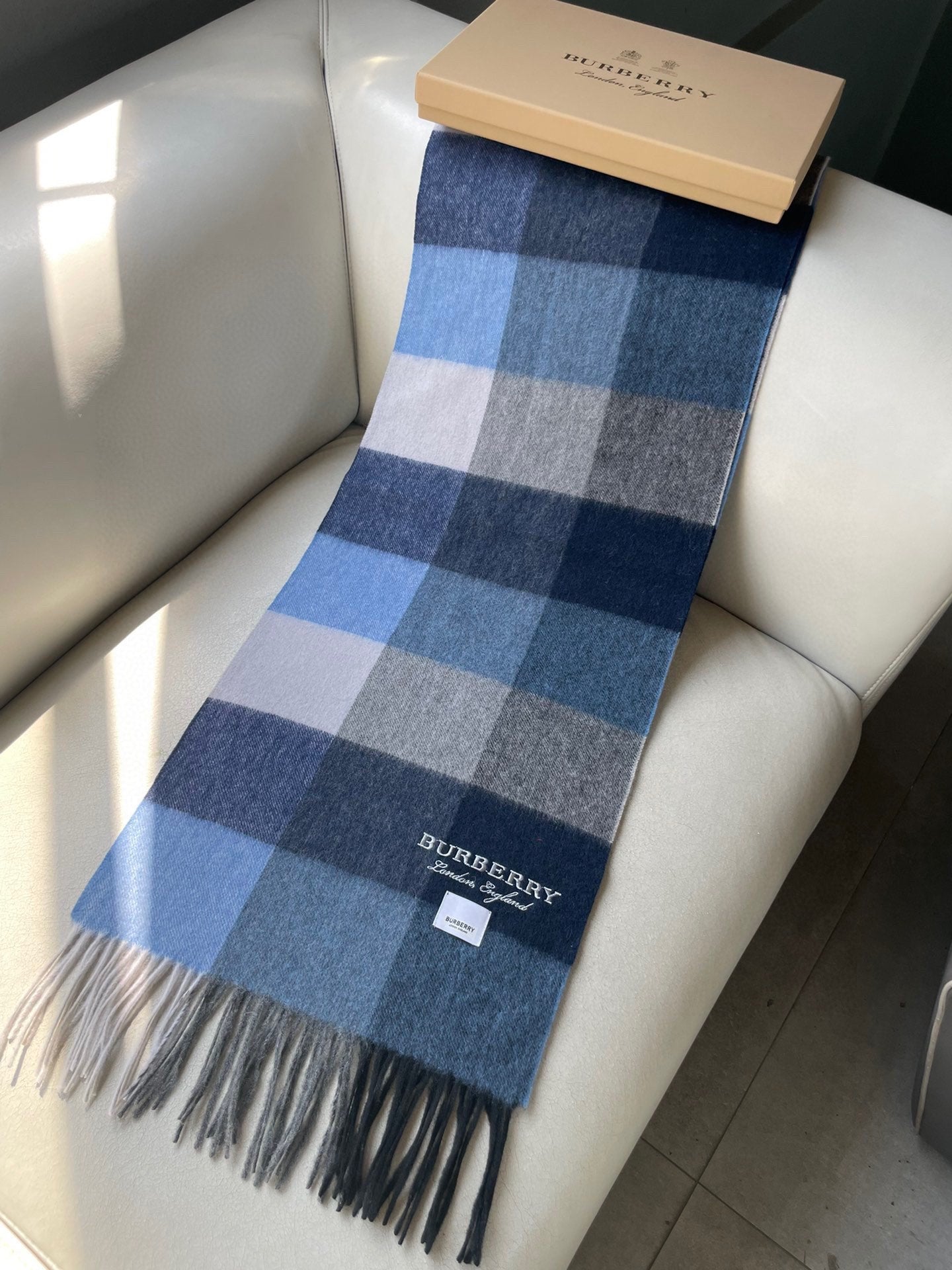 SCARF 180 CM IN BLUE CASHMERE 402220 mysite