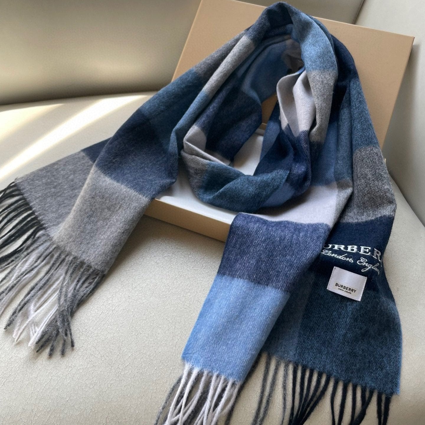 SCARF 180 CM IN BLUE CASHMERE 402220 mysite