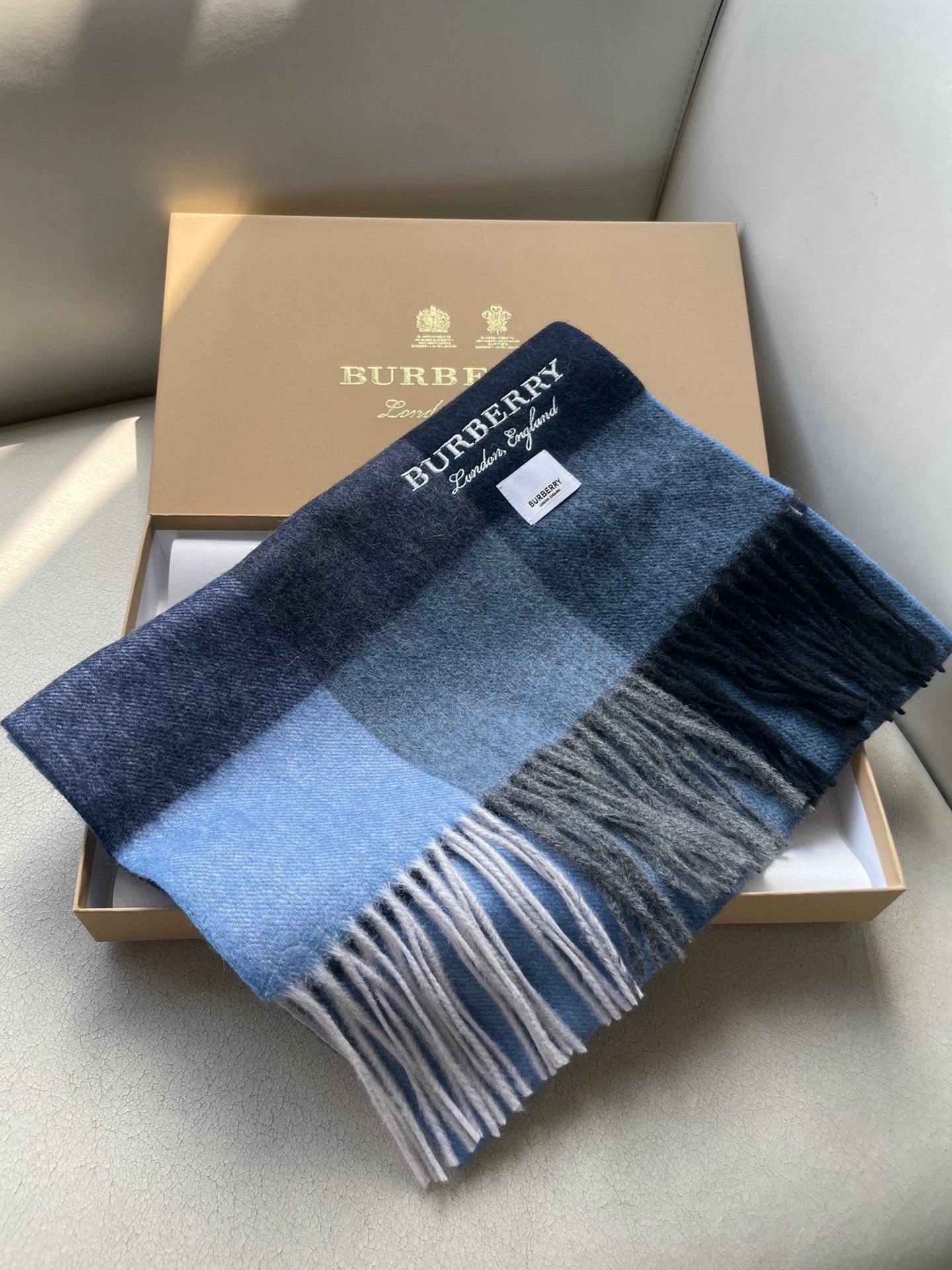 SCARF 180 CM IN BLUE CASHMERE 402220 mysite