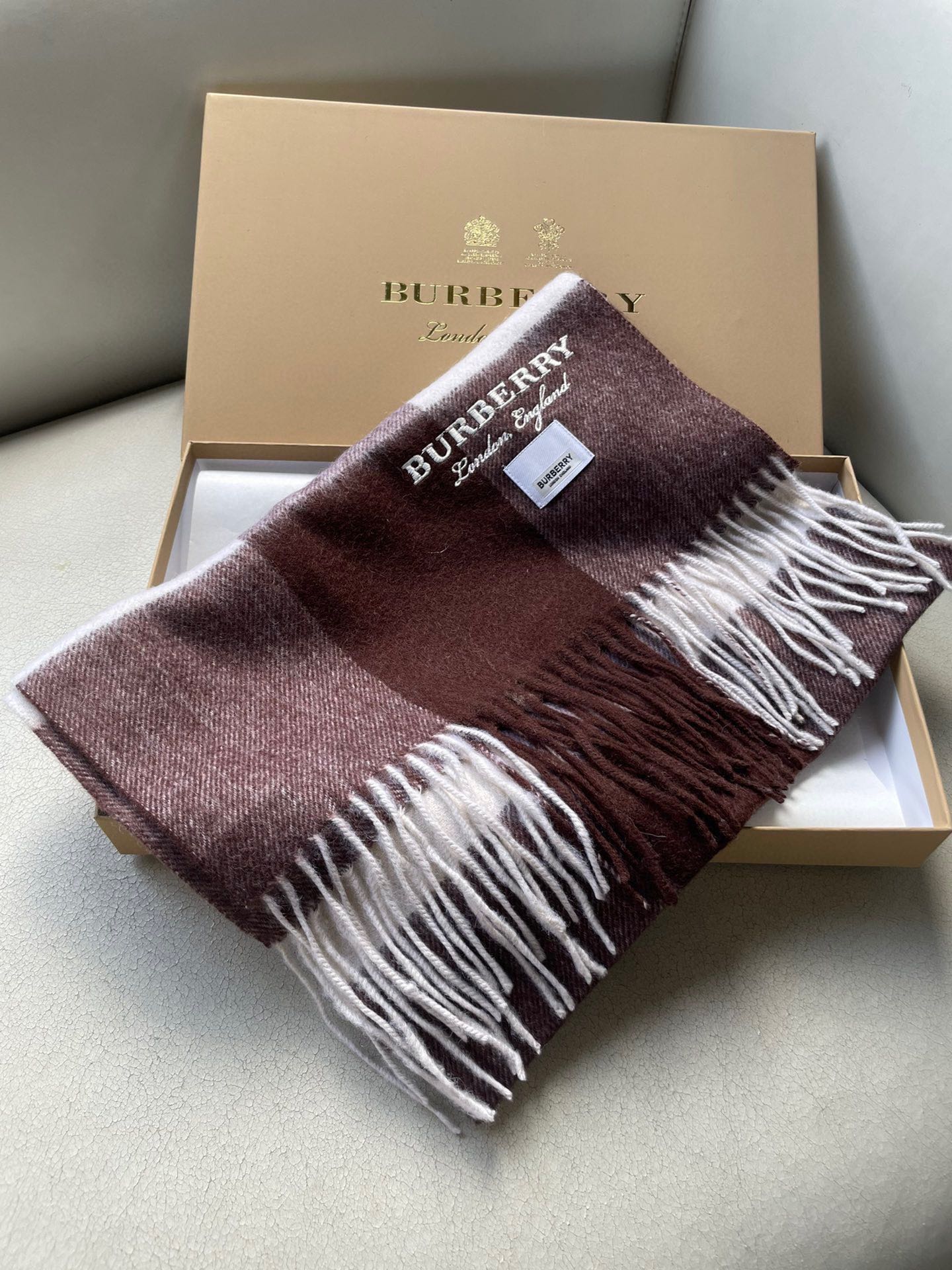 SCARF 180 CM IN CHESTNUT BROWN MIX WHITE CASHMERE 402221 mysite