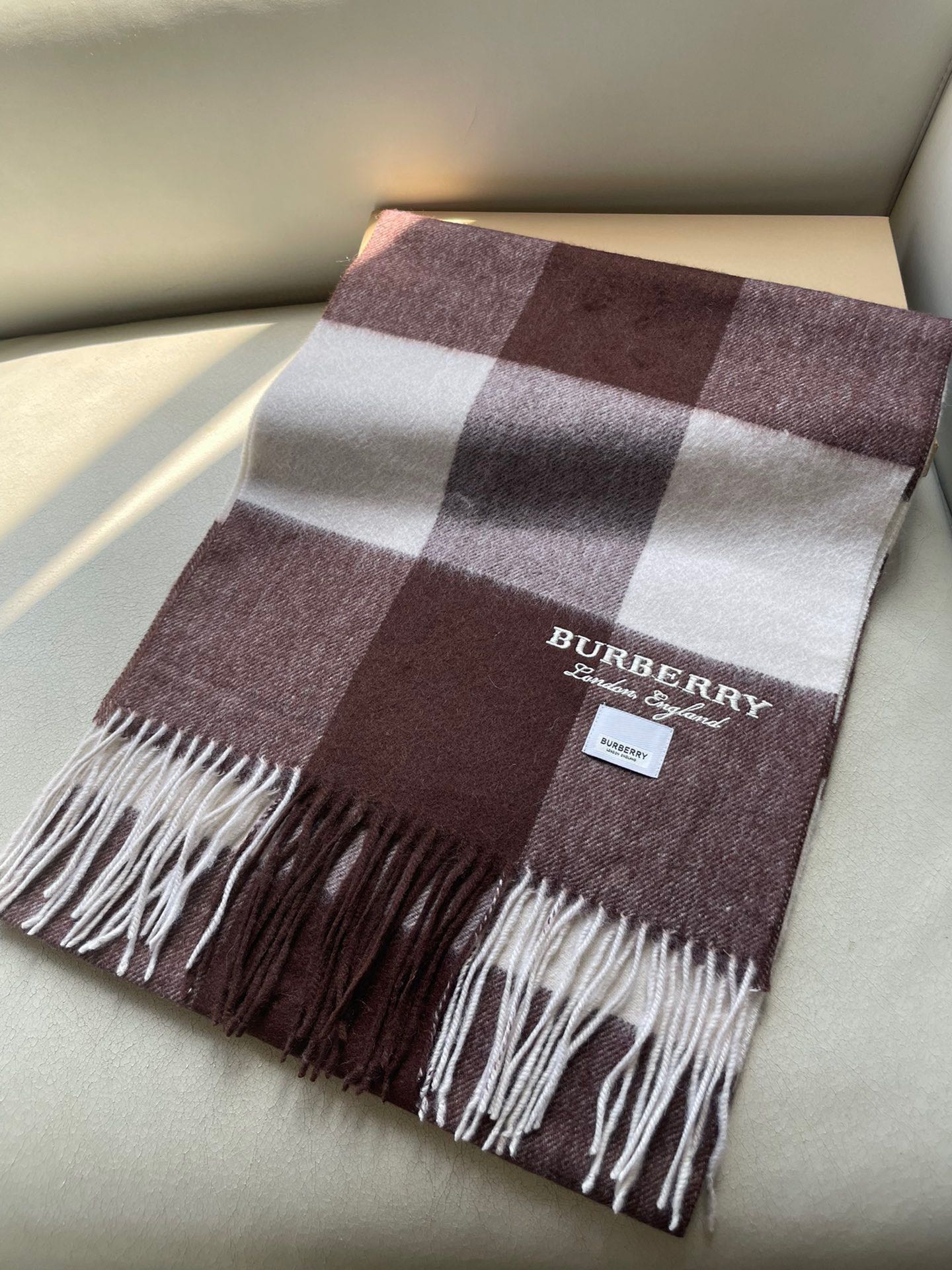 SCARF 180 CM IN CHESTNUT BROWN MIX WHITE CASHMERE 402221 mysite