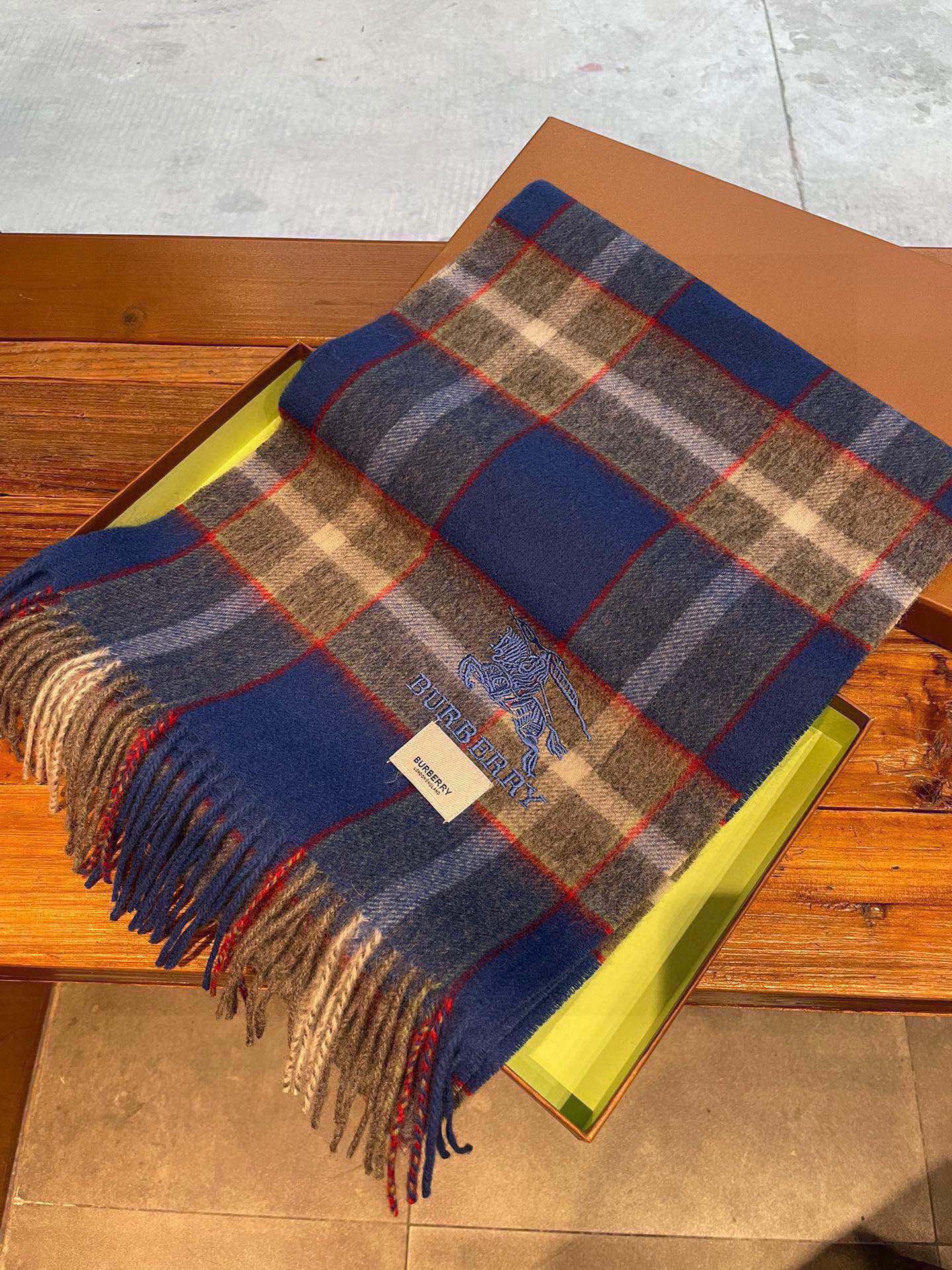 CASHMERE CHECK SCARF BLUE MIX LIGHT GRAY 407521 mysite