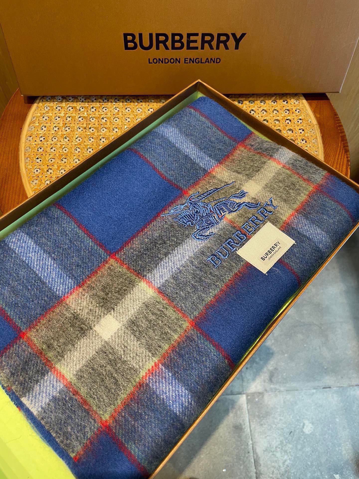 CASHMERE CHECK SCARF BLUE MIX LIGHT GRAY 407521 mysite