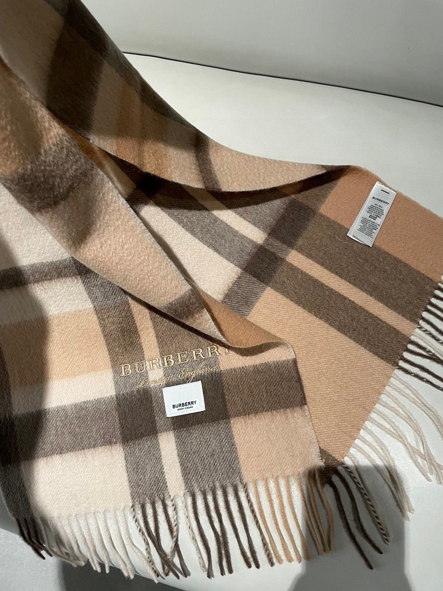 SCARF 180 CM IN CINNAMON BROWN CASHMERE 408784 mysite