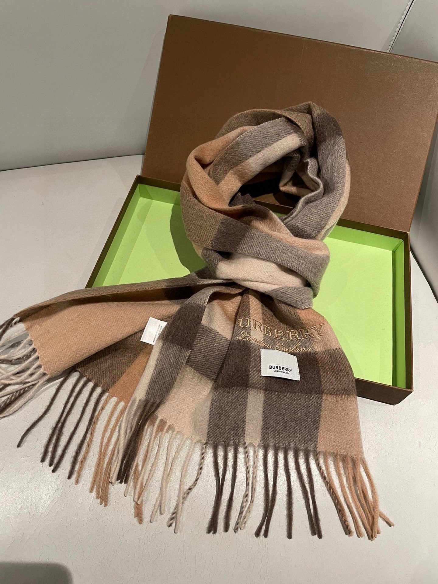SCARF 180 CM IN CINNAMON BROWN CASHMERE 408784 mysite