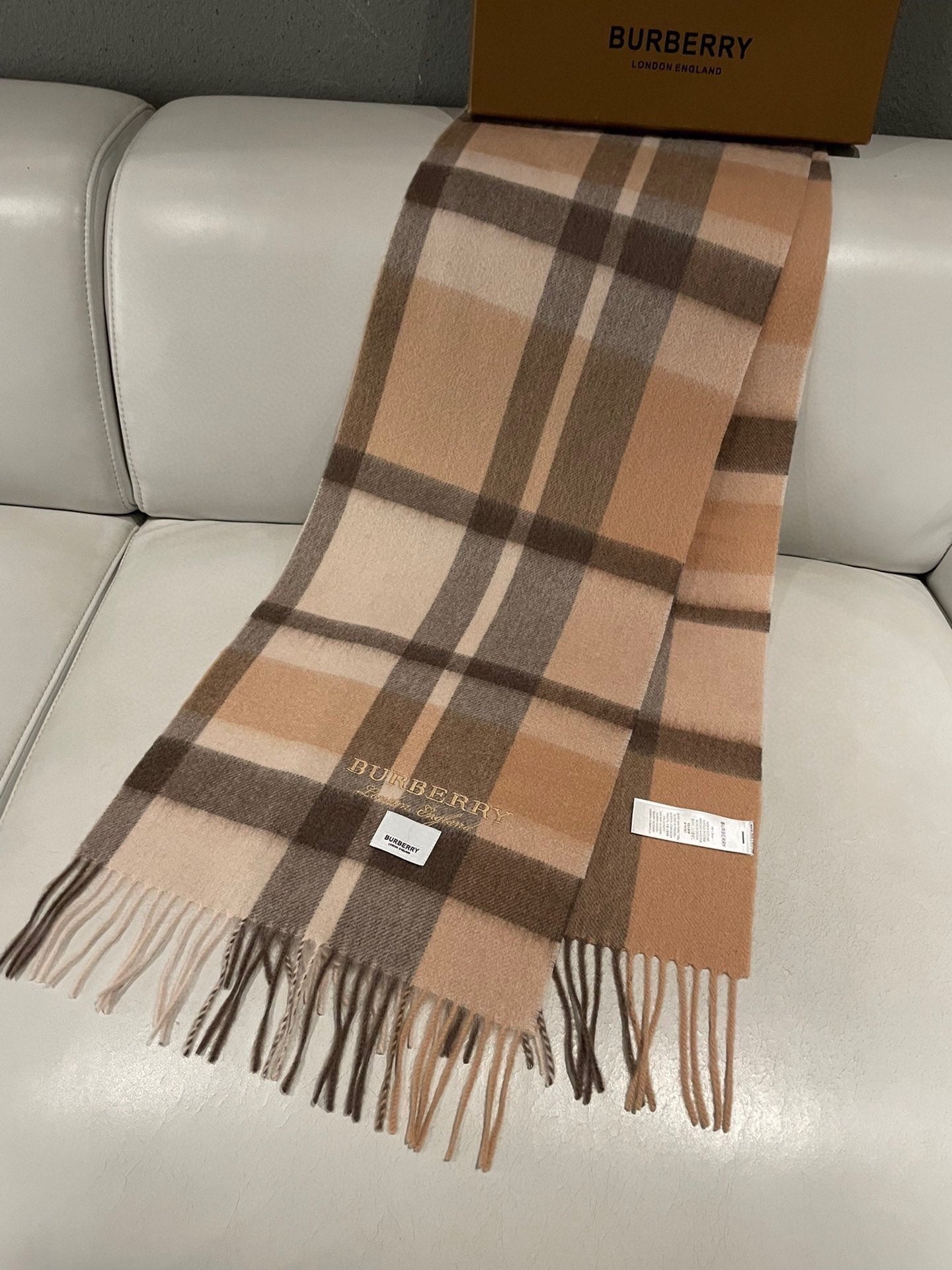 SCARF 180 CM IN CINNAMON BROWN CASHMERE 408784 mysite