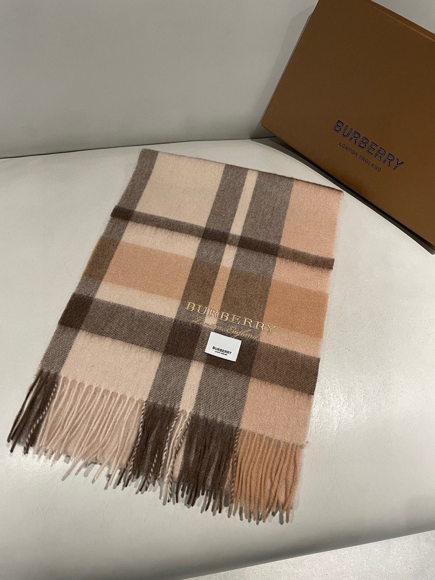 SCARF 180 CM IN CINNAMON BROWN CASHMERE 408784 mysite
