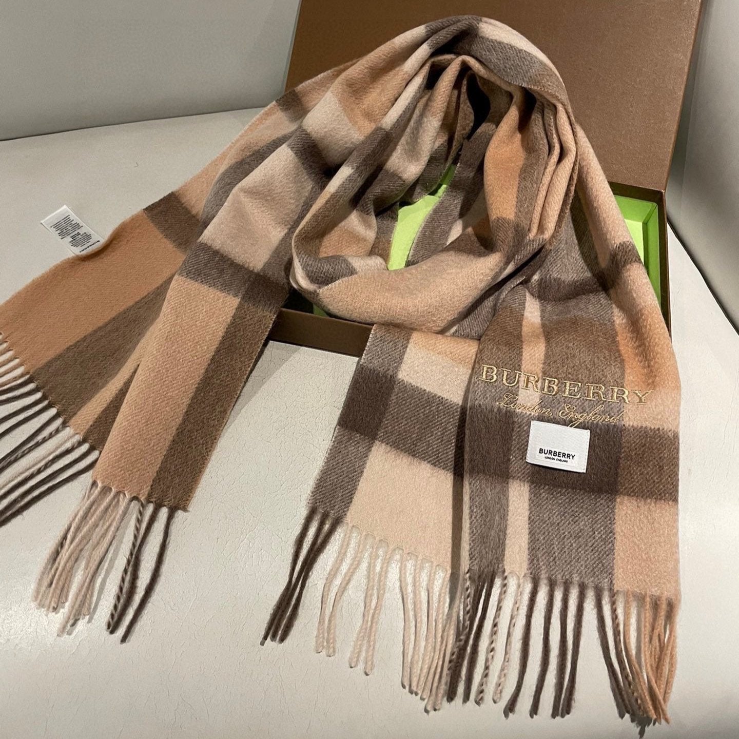 SCARF 180 CM IN CINNAMON BROWN CASHMERE 408784 mysite