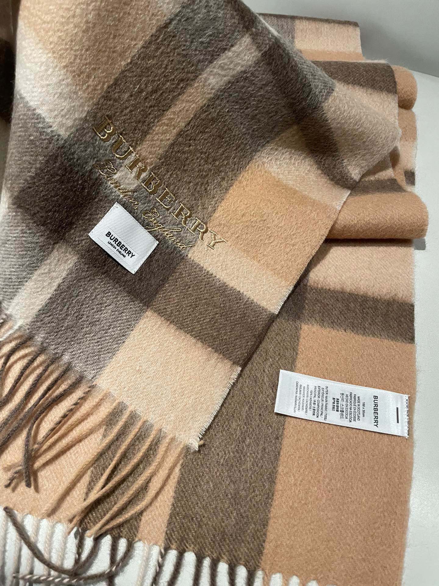 SCARF 180 CM IN CINNAMON BROWN CASHMERE 408784 mysite