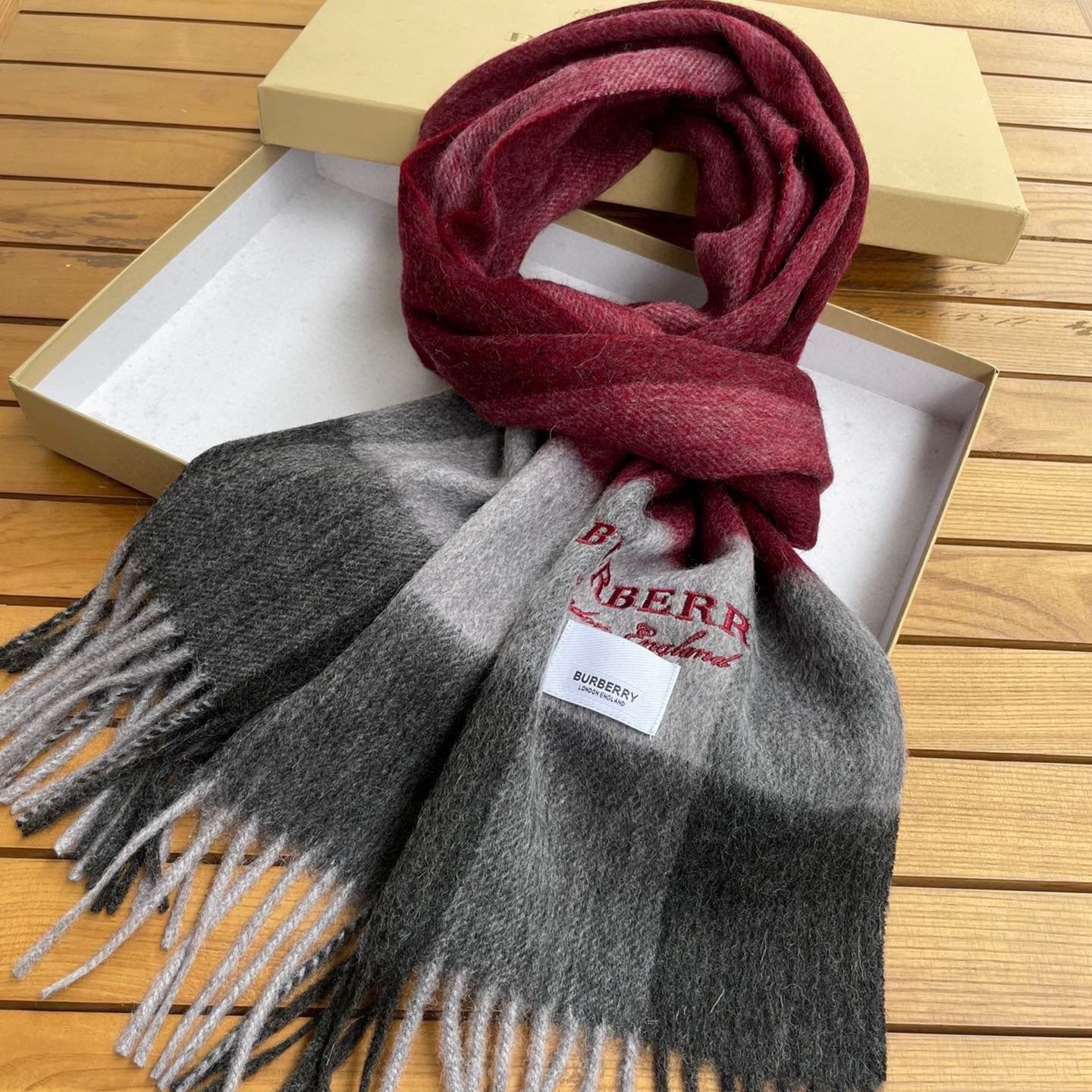 SCARF 180 CM IN GARNET RED MIX BLACK CASHMERE 410319 mysite