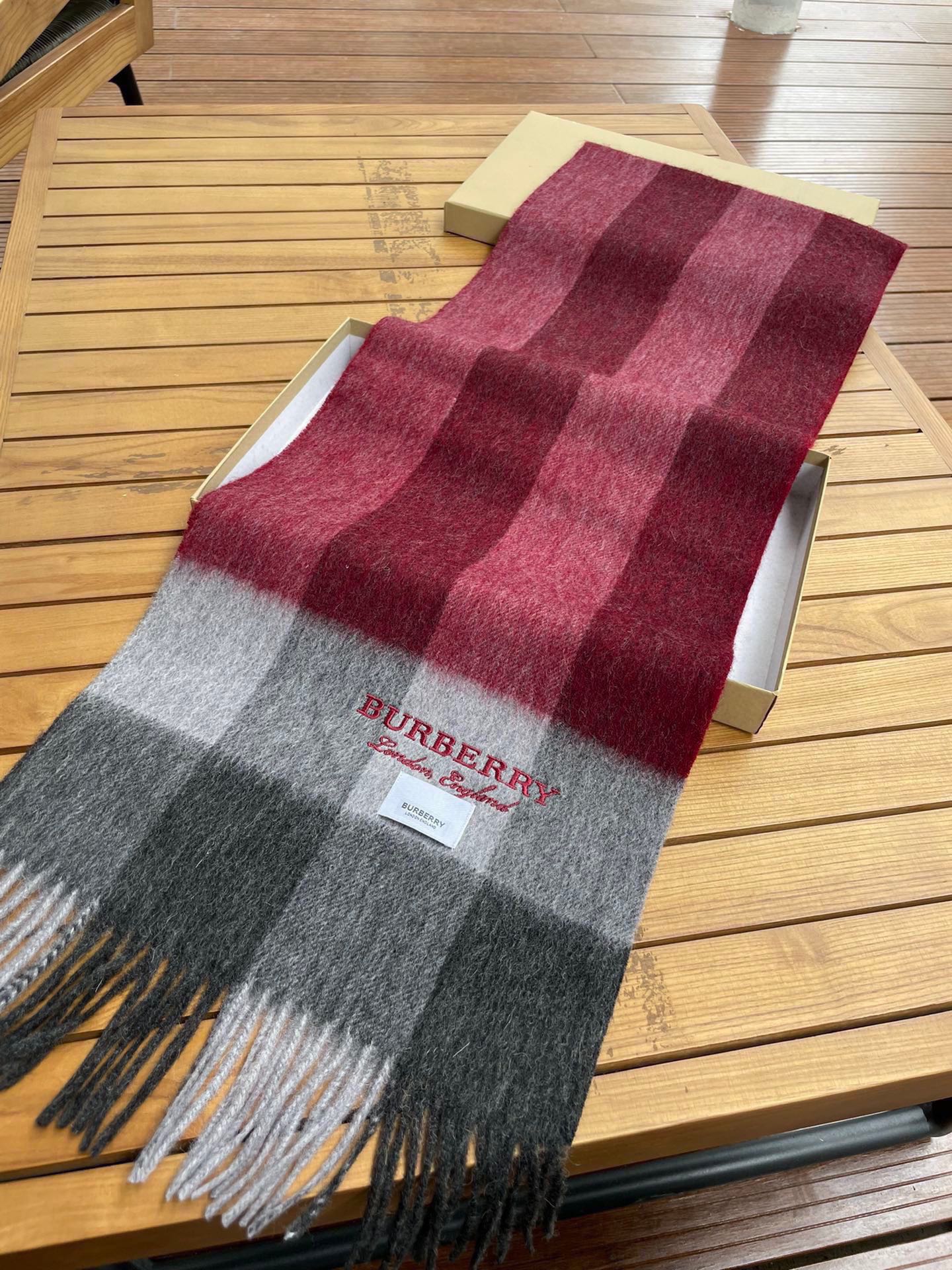 SCARF 180 CM IN GARNET RED MIX BLACK CASHMERE 410319 mysite