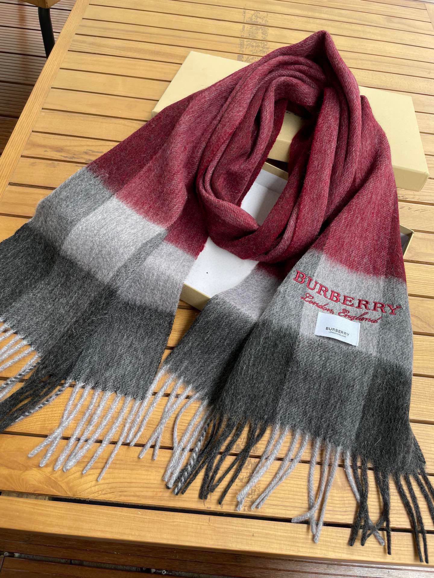 SCARF 180 CM IN GARNET RED MIX BLACK CASHMERE 410319 mysite