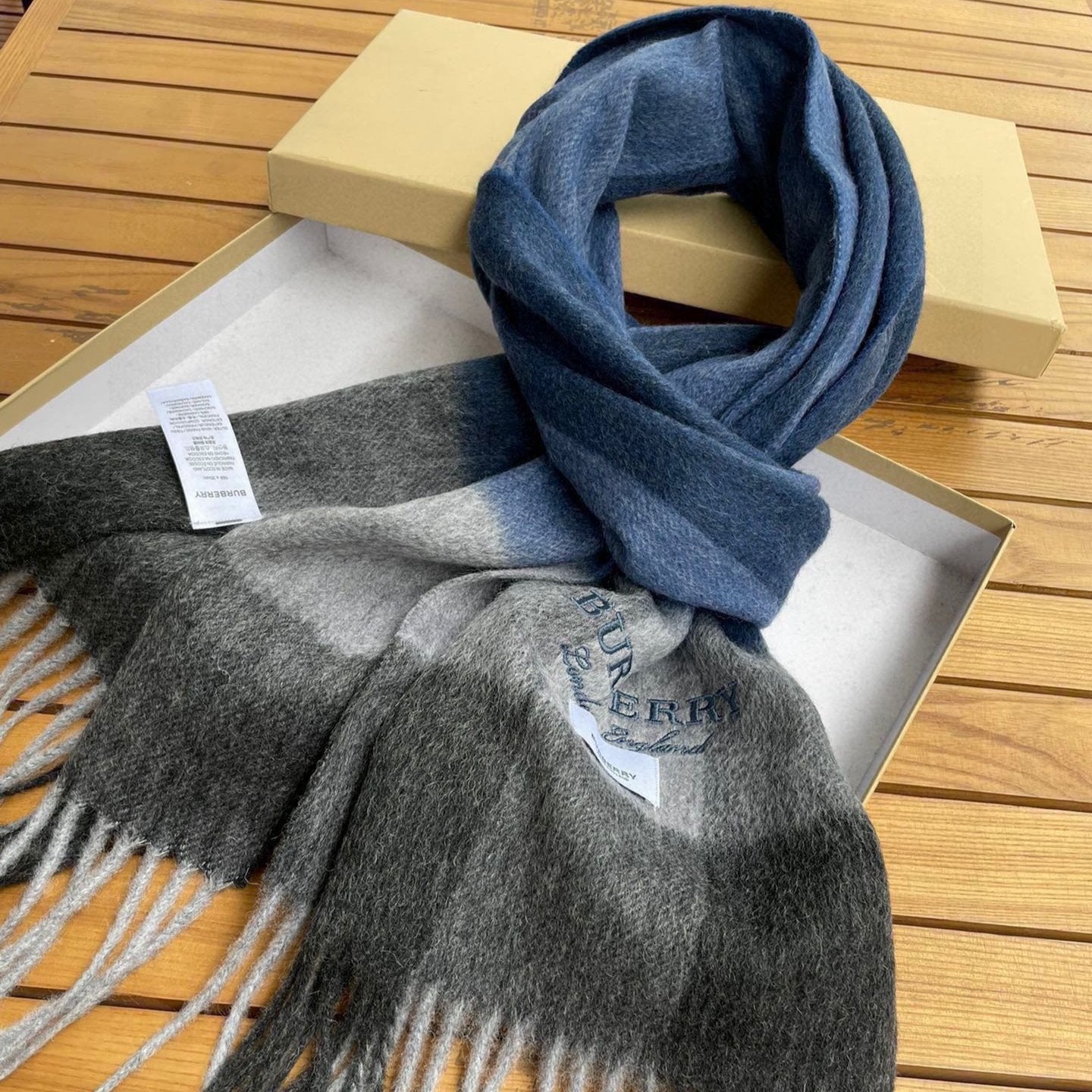 SCARF 180 CM IN DARK GRAY MIX NAVY BLUE CASHMERE 410320 mysite