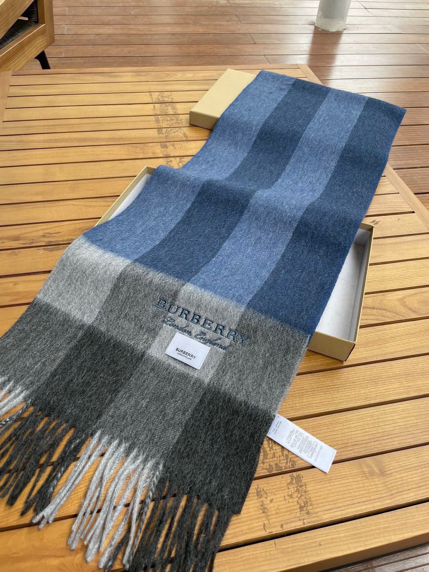 SCARF 180 CM IN DARK GRAY MIX NAVY BLUE CASHMERE 410320 mysite