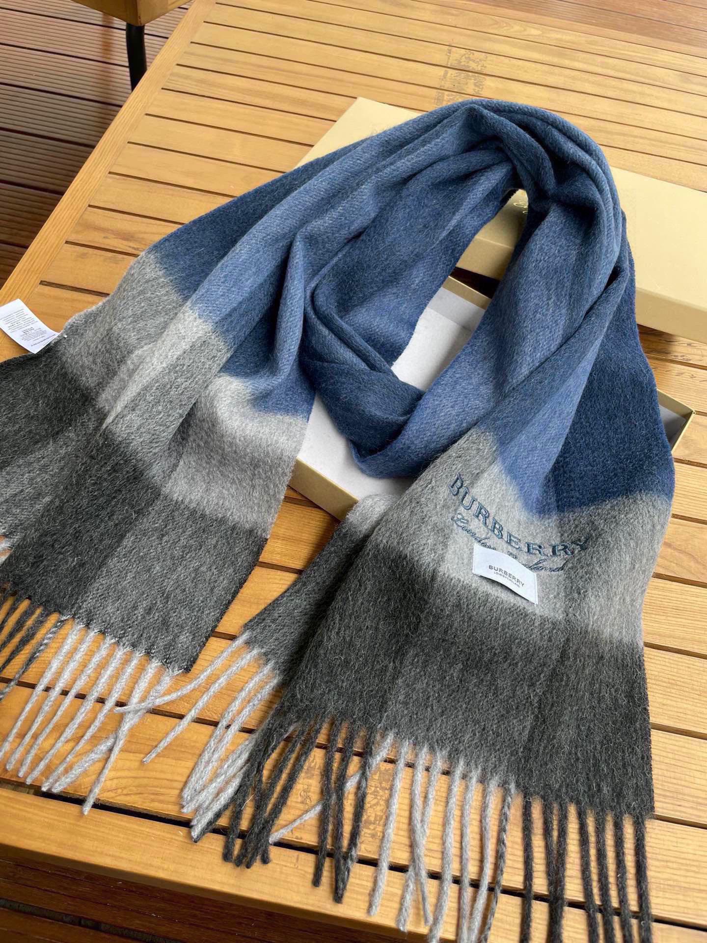 SCARF 180 CM IN DARK GRAY MIX NAVY BLUE CASHMERE 410320 mysite