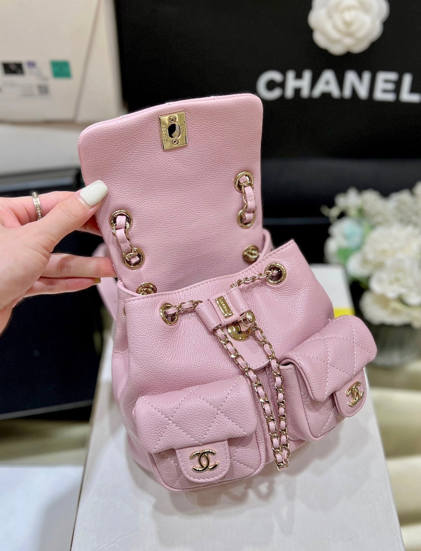 24a duma backpack pink caviar leather light gold hardware mysite