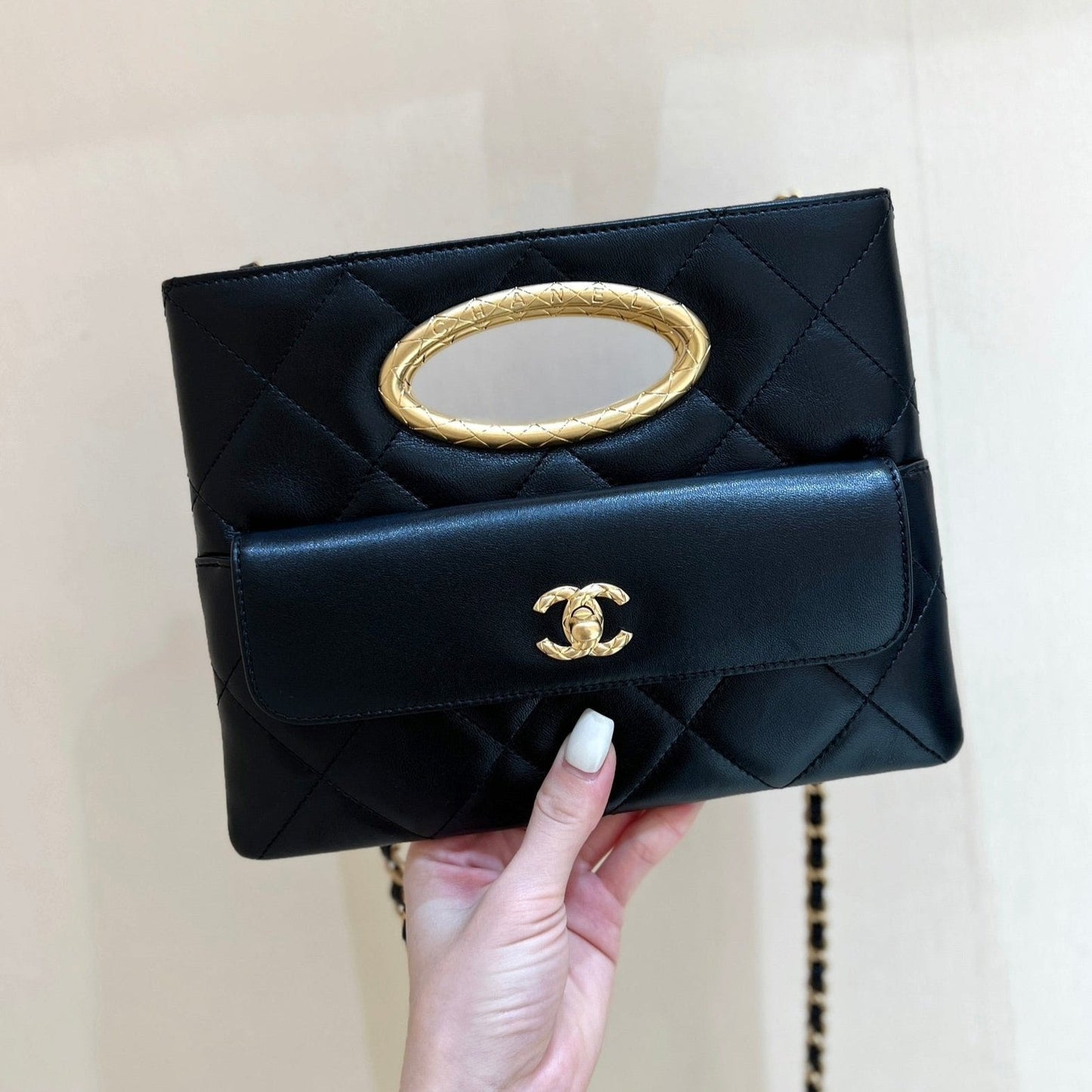 CLUTCH 25 IN BLACK SHEEPSKIN GOLD HARDWARE mysite