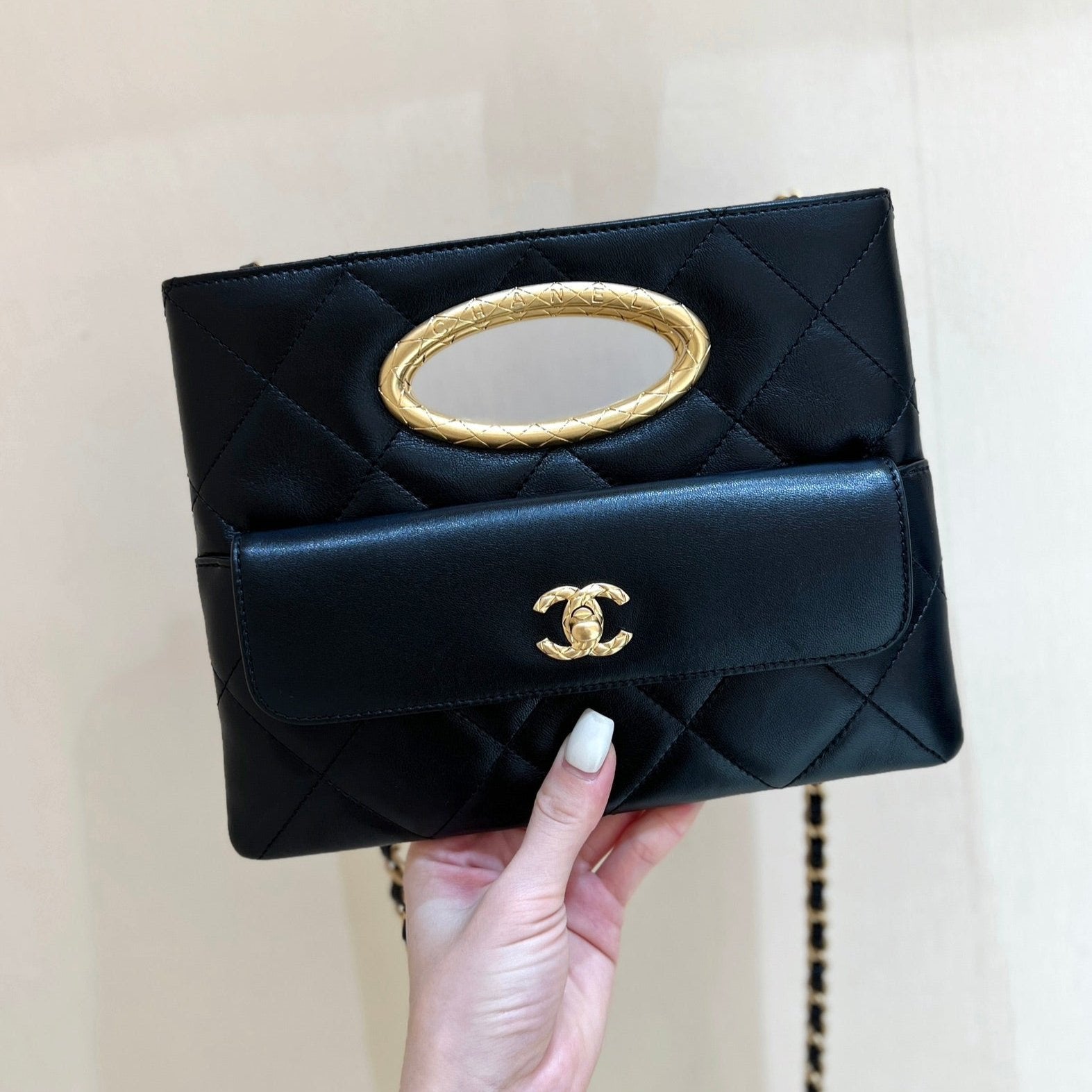 CLUTCH 25 IN BLACK SHEEPSKIN GOLD HARDWARE mysite