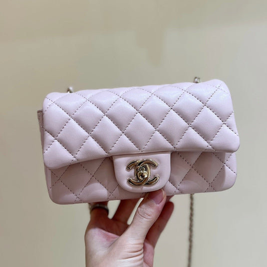 CC 24K Mini Flap Bag 18cm Light Pink Lambskin Gold Hardware mysite