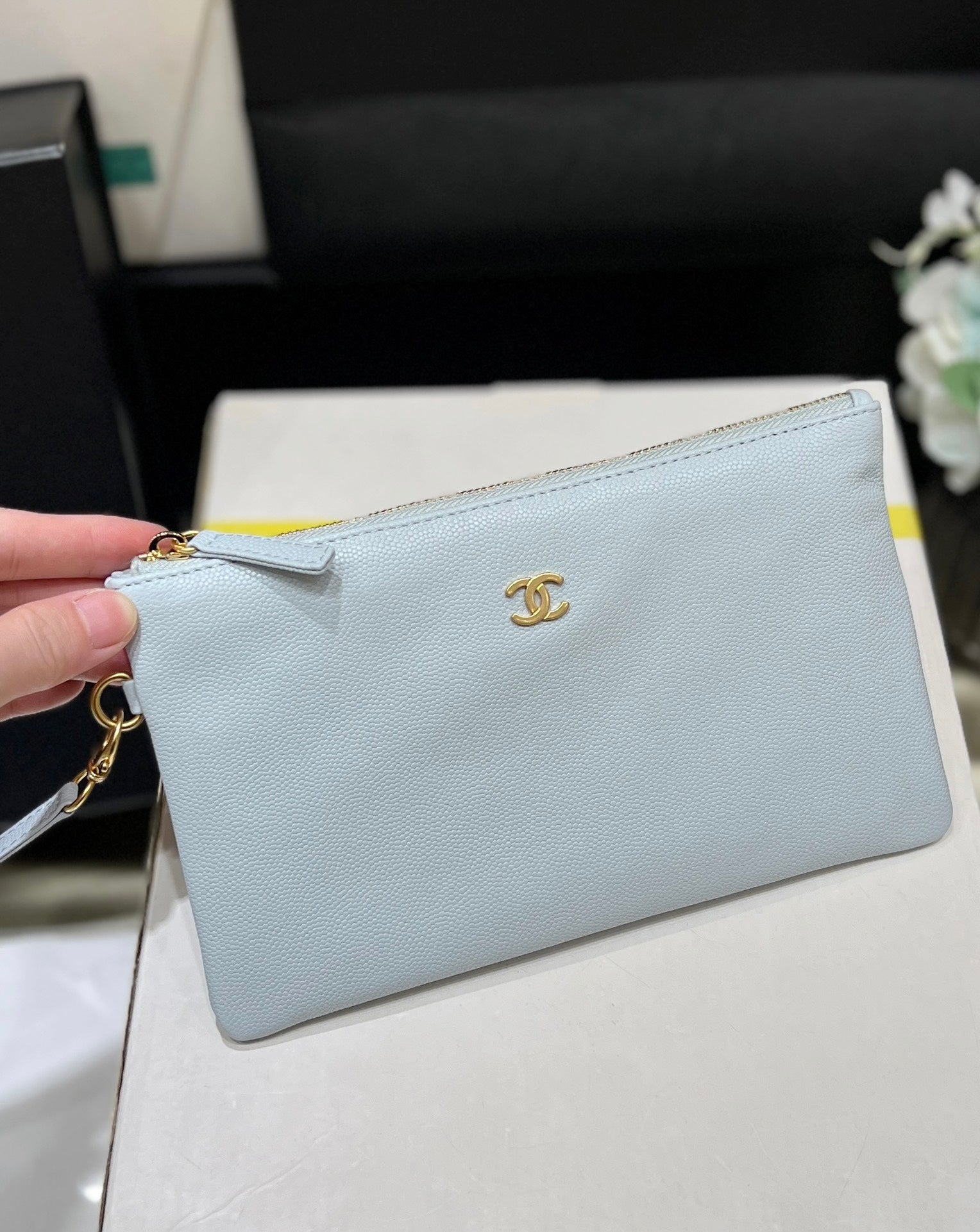 CC 24K Hobo 22 Bag Cloud Blue Grained Calfskin mysite