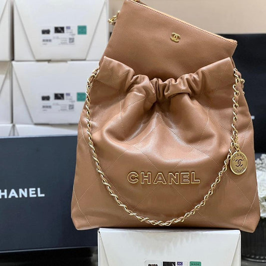 CC 24K Hobo 22 Bag Brown Grained Calfskin mysite