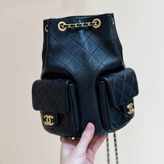 25C Backpack 18cm Black Calfsin Gold Hardware mysite