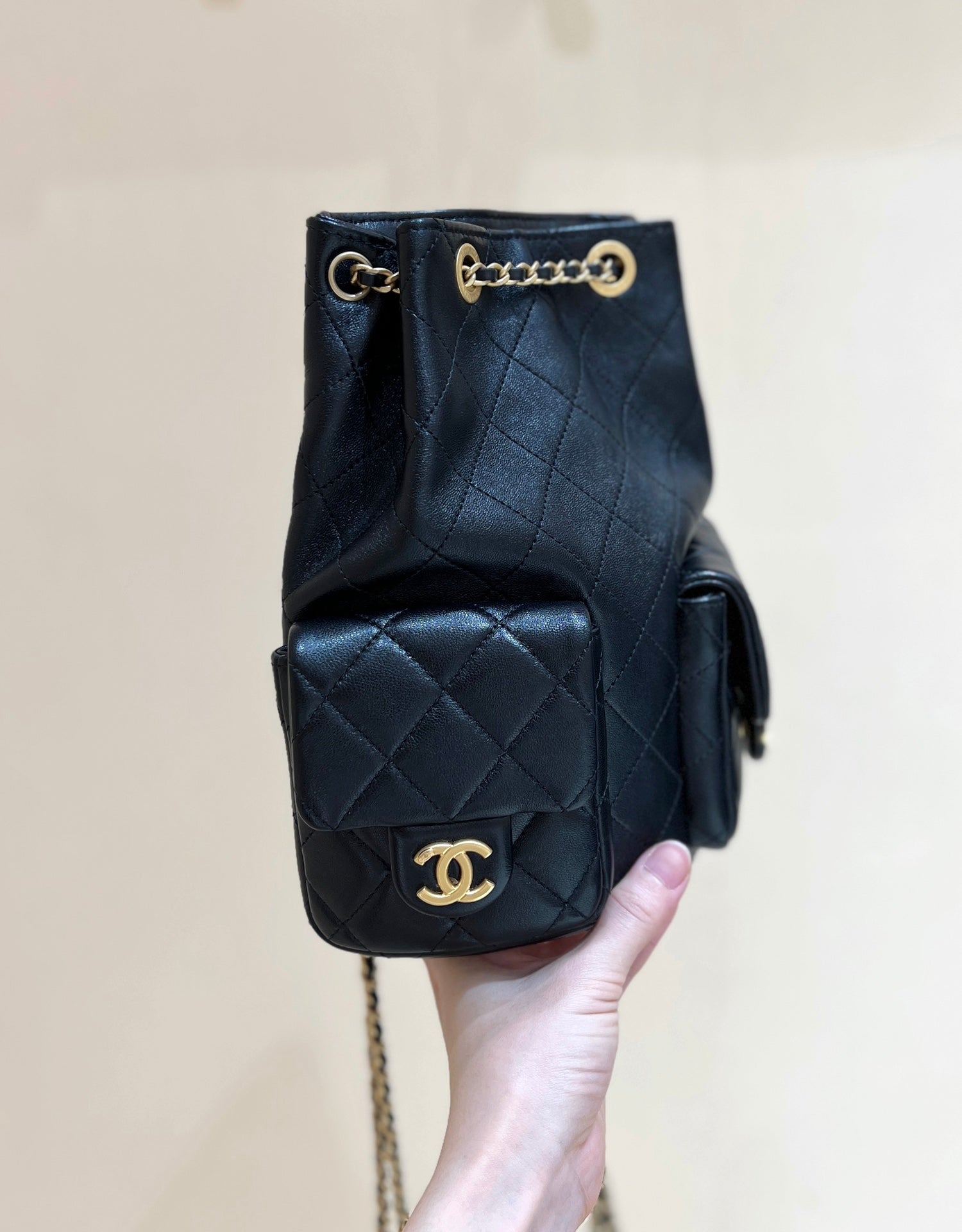 25C Backpack 18cm Black Calfsin Gold Hardware mysite