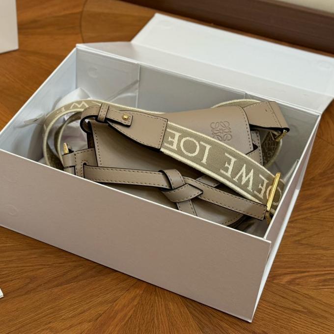 LOE SMALL 21 GATE DUAL BAG IN KHAKI BROWN SOFT CALFSKIN AND JACQUARD mysite